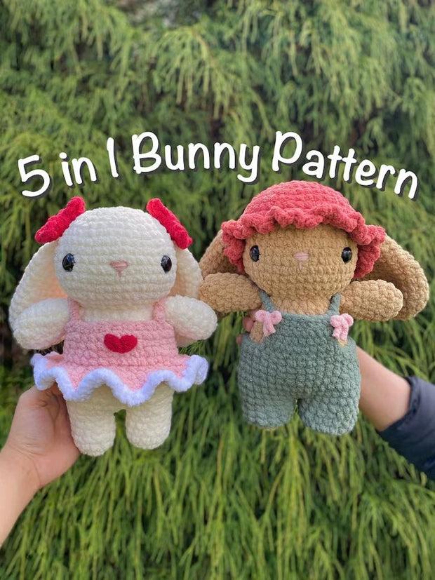 5 in 1 Bunny Plushie Crochet Pattern